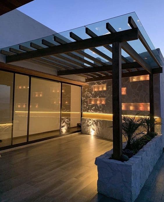 Glass pergola canopy