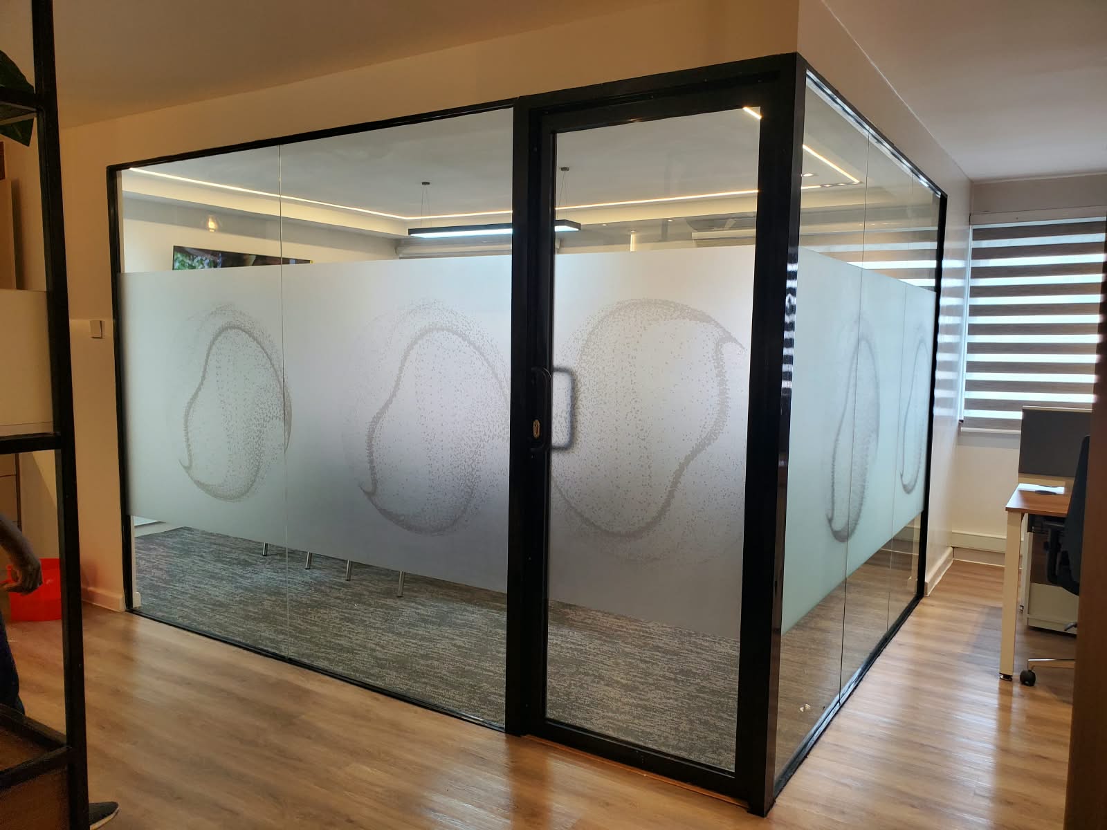 Frosted glass office partition